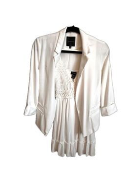 2 piece bundle Streetwear society crochet mini dress under Dynamite white blazer